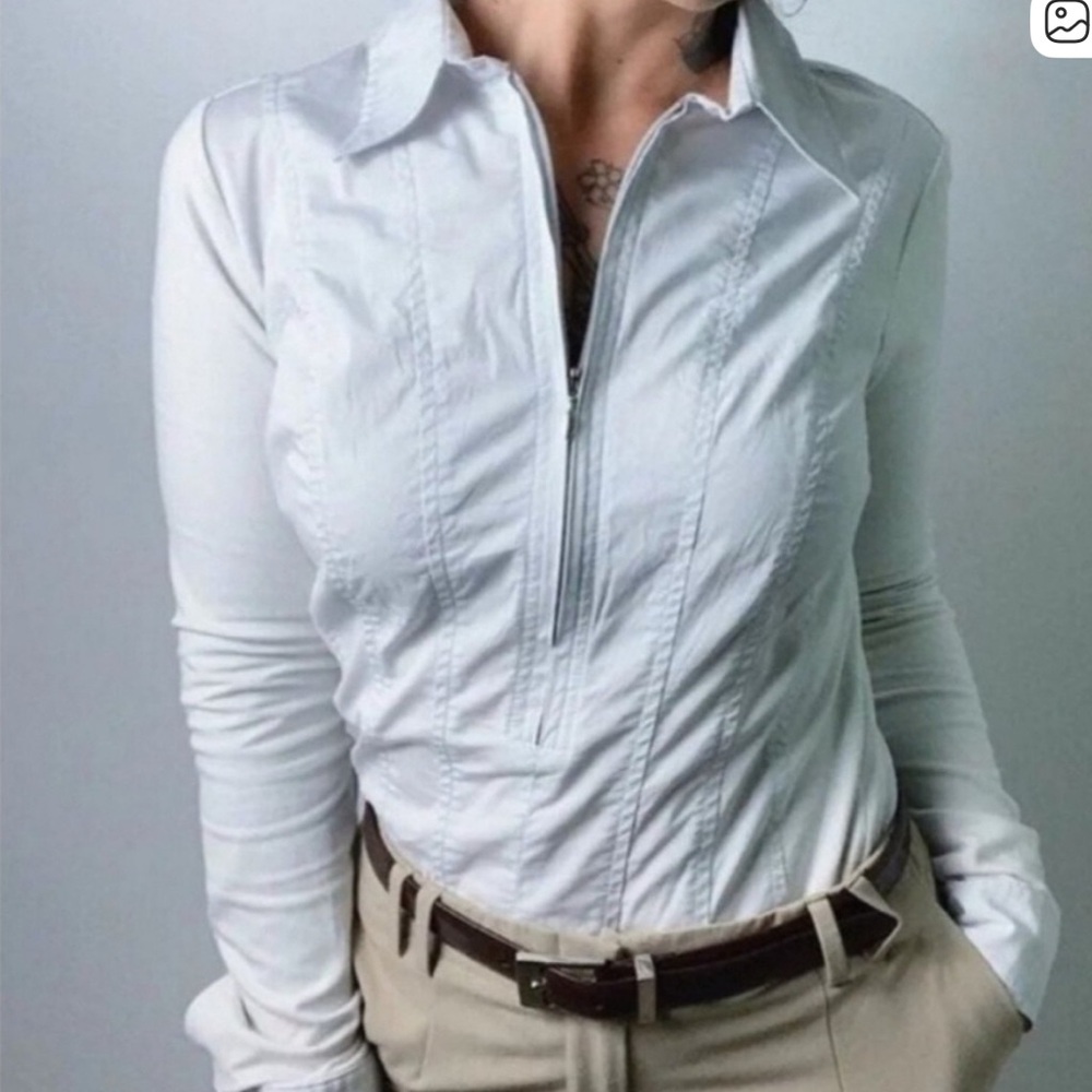 CAbi About Town Top | Blouse | Shirt In Pale Gray Style Number 142